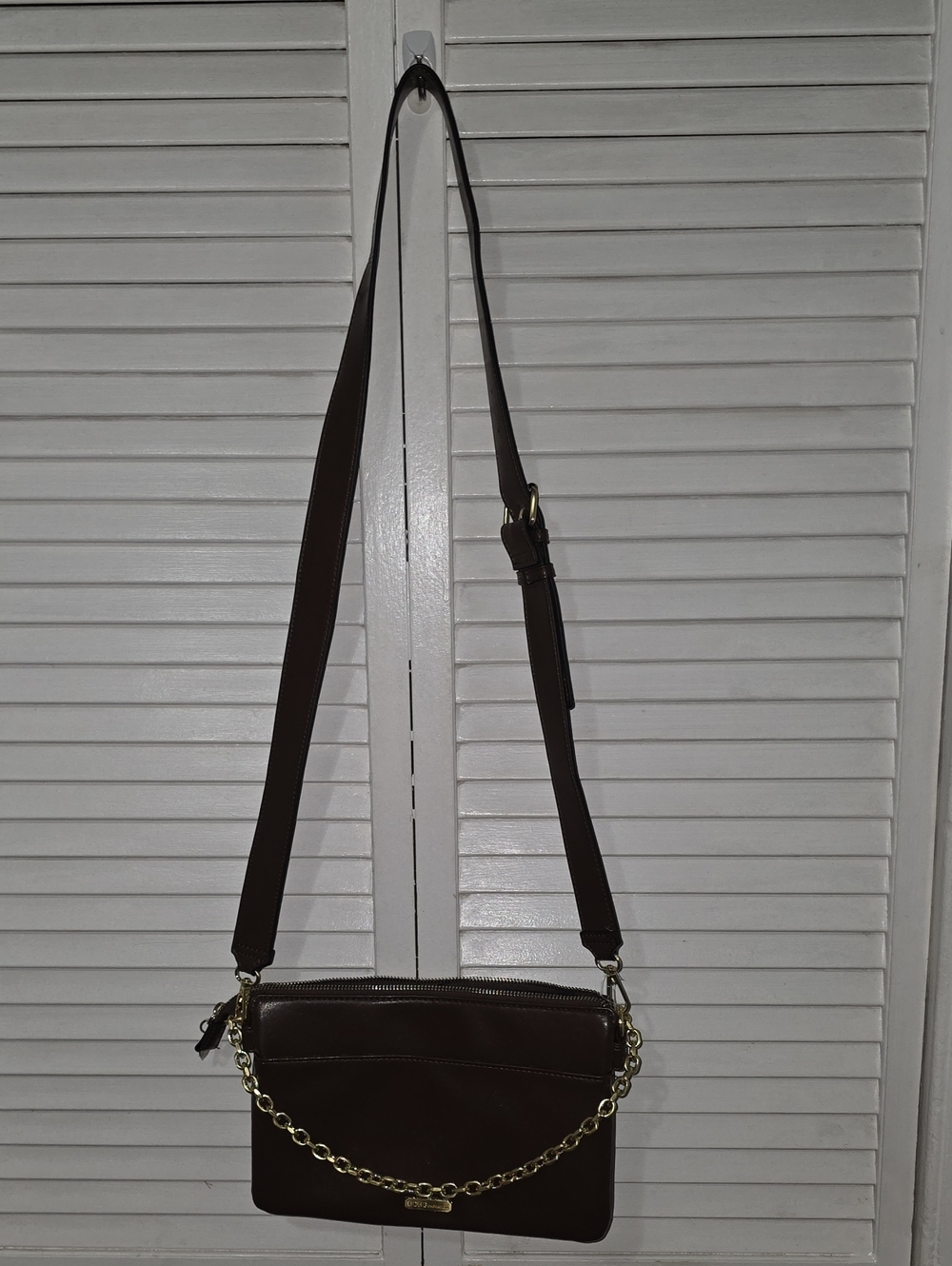 BCBGENERATION BROWN LEATHER DOUBLE COMPARTMENT AND SUEDE CROSSBODY BAG NWOT